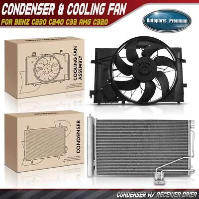 Kit de montaje de condensador y ventilador de refrigeración de CA para Mercedes-Benz C230 C240 C32 AMG C320 Foto 1 de 4