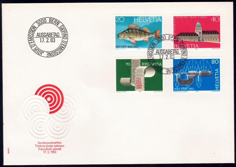 1983 Switzerland SC# 733-736 - FDC - Zurich University Sesquicentennial - Used - Image 1 of 1