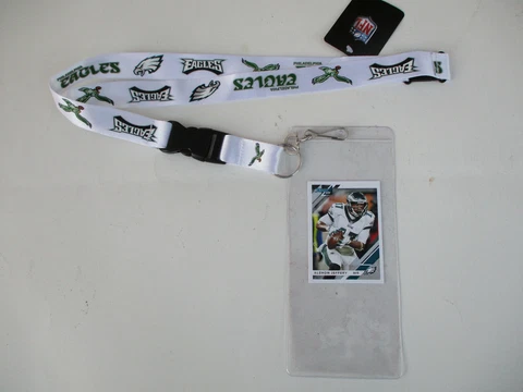 PHILADELPHIA EAGLES WHITE THROWBACK LANYARD & TICKET HOLDER PLUS PLAYER CARD Cover
