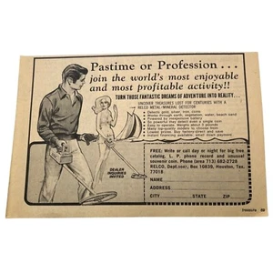 Relco Détecteurs de Métaux Vintage Print Ad Années 70 Gold Mining Treasure Hunt Houston TX - Photo 1/6