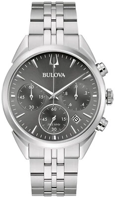 Bulova Men's Classic Chronograph Silver Stainless Steel Date Watch 41 MM 96B372 - Image 1 of 4