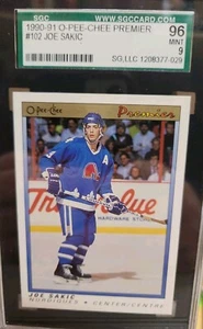 1990-91 JOE SAKIC OPC O-PEE-CHEE PREMIER SGC GRADED 9 MINT - Picture 1 of 5