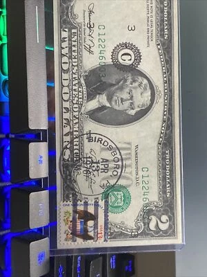 4 Huge error  misaligned  1976 $2 consecutive C  Stamp note Super Top Rare！ - Image 1 of 4