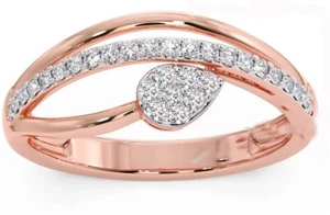 0.67CT Natural Round Diamond 14k Solid Rose Gold Wedding Cocktail Ring - Picture 1 of 3