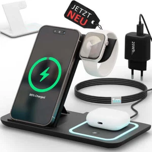 Ladestation für Apple iPhone Watch 3in1 induktive wireless charger handy Ladepad - Bild 1 von 31