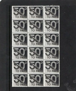 QEII SG;D98 50p 1982 affrancatura dovuta BLOCCO COME NUOVO 18 MM - Foto 1 di 1