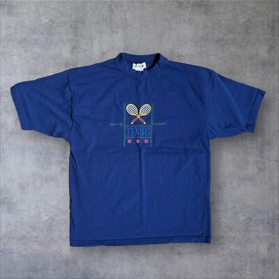 复古 Oleg Cassini 海军蓝网球衬衫男式 XL — 第 1/3 张图片