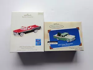 Vintage Hallmark Ornaments 1957 Ford Fairlane 500 & 1957 Ford Ranchero 2 Pc Lot - Picture 1 of 5