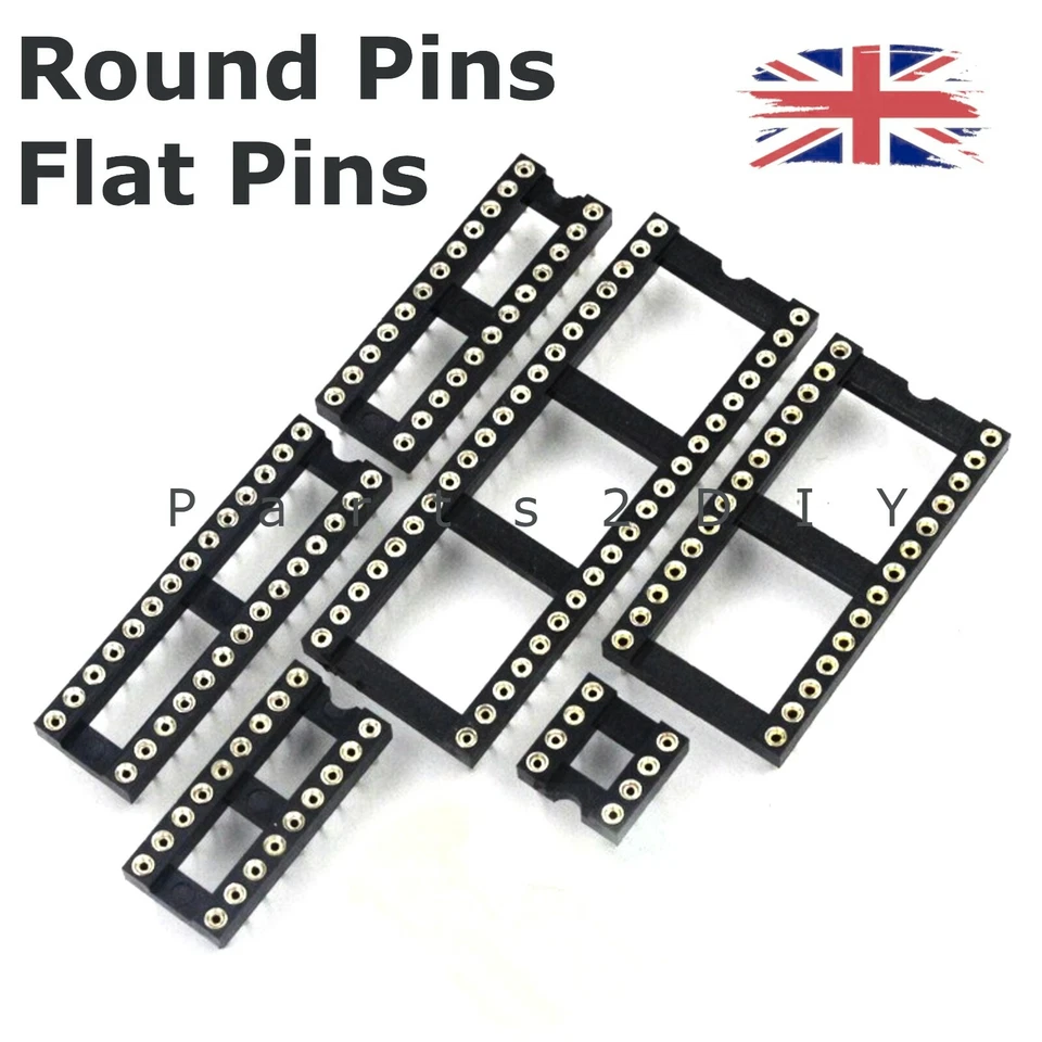 DIP/DIL IC Sockets Chip Socket Holder ROUND/FLAT Pins UK - Image 1 of 2