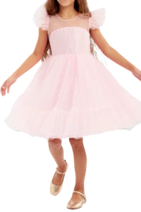 Festliches Kleid Mädchen Rosa Ornella Elegant Prinzessin Kleid mit Tüll - Bild 1 von 4