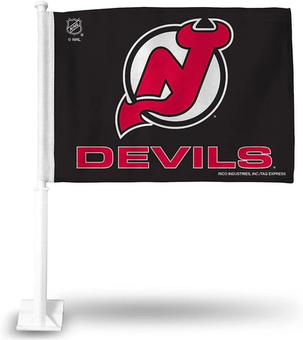 Rico Industries NHL New Jersey Devils Car Flag | Included Pole | 16" X 19.5" Cover