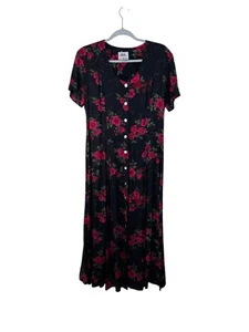 J.B.S. vintage años 90 Maxi Vestido Floral Ltd. Mujer Talla 10 Manga Corta Botón - Imagen 1 de 9