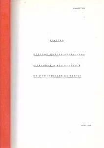 Mémoire D'Ergonomie Und D'Ökologie De L'Universität Paris René Grison Ref E26 @ - Picture 1 of 1