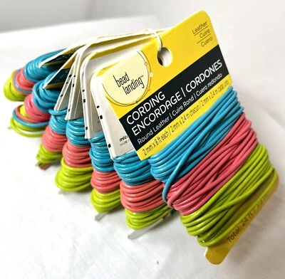 NWT Bead Landing Round Cord Leather  Size: 2mm x 24 Ft per/packet  {Lot of 7} - Изображение 1 из 4