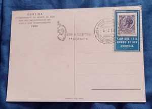AK Vorhang 1960 Bob Weltmeisterschaften Briefmarke Halter - Bild 1 von 2