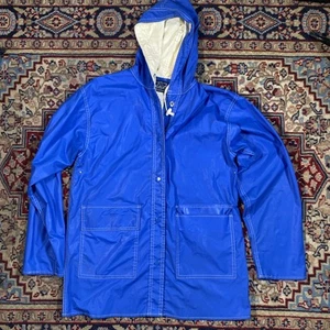 Vintage 90s Woolrich Waterproof Hooded Rain Jacket Blue Size Medium Vtg - Picture 1 of 9
