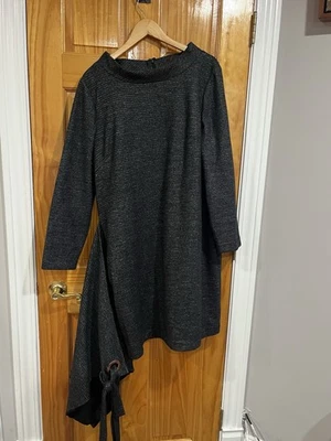 BADGLEY MISCHKA Career Wear Long-Sleeve Mock Neck Wrap-Front Grommet Dress  - Image 1 of 4