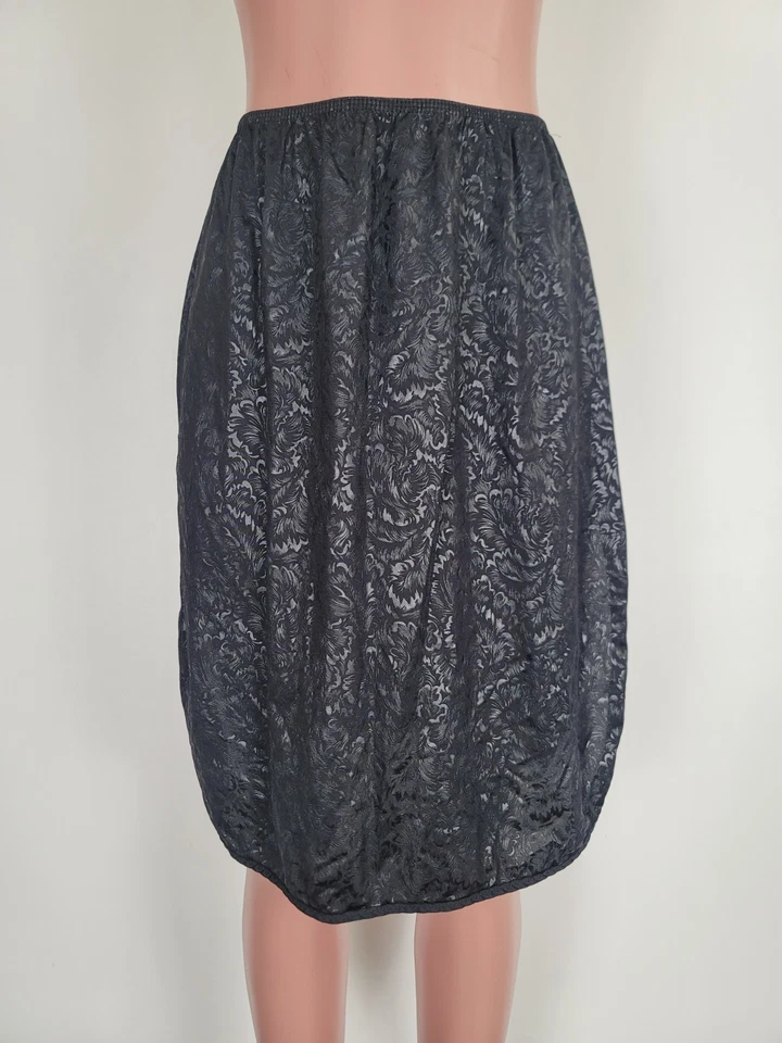 Sexy Sissy Vintage Illusions Negro Estampado Doble Ranura Nylon Medio Deslizamiento Talla XL Foto 1 de 4