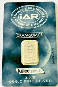 IGR- Istanbul Gold Refinery 2.5 Gram Silver Bar 999.0 Fine Silver Bar In Assay - Picture 1 of 3