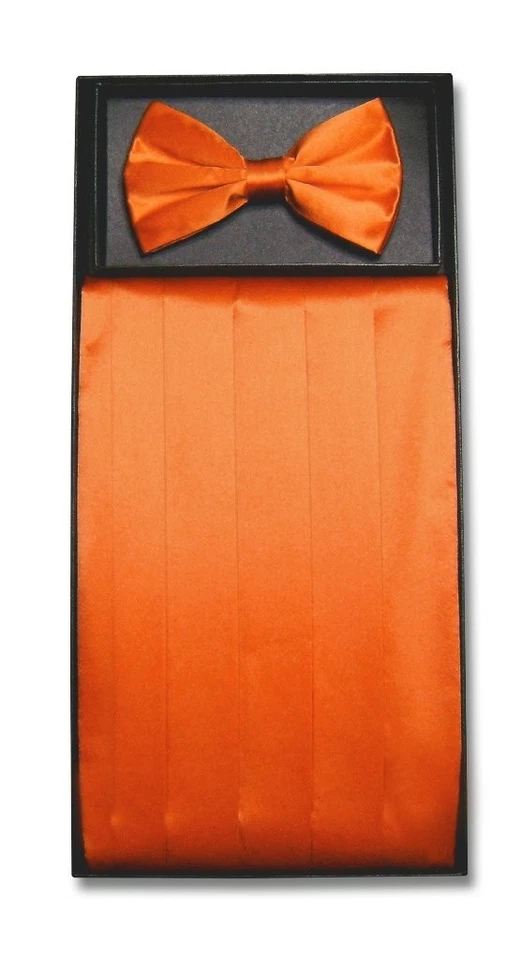 SILK Cumberbund & BowTie Solid BURNT ORANGE Color Men's Cummerbund Bow Tie Set - Image 1 of 1