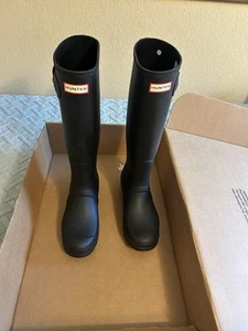 Hunter Original Tall Back Adjustable Women's Rain Boots, Black, Size 9 - Picture 1 of 5