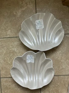 Sigrid Olsen SEASHELLS Beach House Serving Platters 2 Melamine Pearl 10"X 12" - Picture 1 of 5