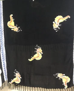 Large 48" x 66" Batik Seahorse Sarong Wrap Swimsuit Cover-Up - Picture 1 of 5