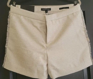 Banana Republic Shorts Dress Ryan Womens Sz 8 Grey Tweed Mid Rise Fringe Side - Picture 1 of 13