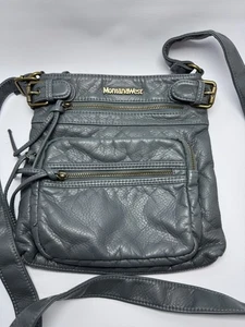 Montana West - Leder Umhängetasche - 9,5"x10" - Farbe grau/blau - Reißverschlusstaschen - Bild 1 von 7