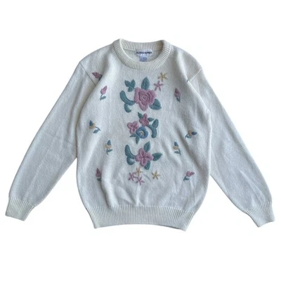 Suéter Pullover Alfred Dinner Mujer Crema Suave Rosa Bordado Floral Pequeño Foto 1 de 4