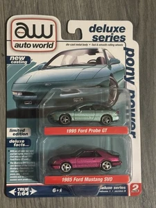 Auto World 1985 Ford Mustang SVO & 1995 Probe GT 1:64 Pony Power 2-Pack Target - Picture 1 of 2