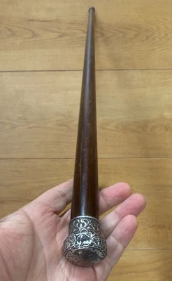 Antique Heavy Hardwood Walking Cane Silver Pommel Marked 1896 Chester 89cm 430gs - Image 1 of 4