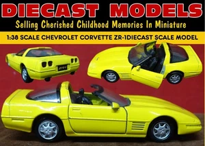 1984-1996 YELLOW CHEVROLET CORVETTE C4 ZR-1 COUPÉ; 1:38 SCALE DIECAST MODEL CAR - Picture 1 of 17