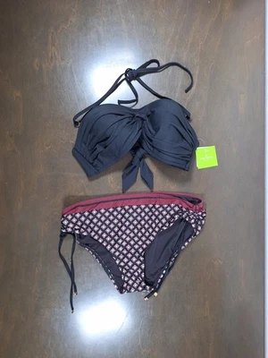 Nuevo con etiquetas Traje de Baño Kate Spade Dos Piezas Negro Rojo Geométrico TALLA XL Foto 1 de 4