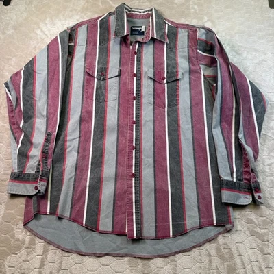 VTG Wrangler Brushpopper Shirt Western Rodeo Cowboy 90s WORN Sz 18 36 - Image 1 of 4