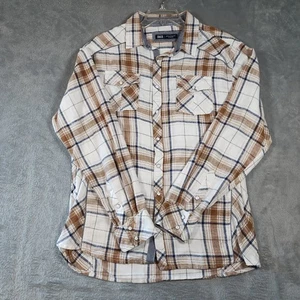 BKE Buckle Shirt Mens Sz XL White Tobacco Athletic Fit Western Pearl Snap - Picture 1 of 11