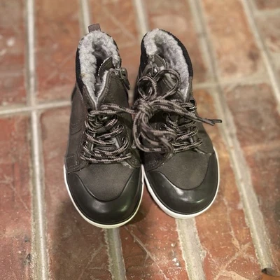 London туман ребенка ясельного возраста ботинки серый молнии/кружевной размер 6 ребенка ясельного возраста зимние ботинки искусственного меха - Изображение 1 из 4