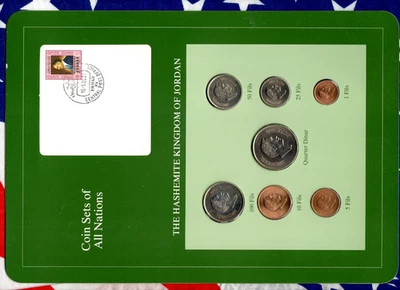 Juegos de monedas de todas las naciones Jordania 1978-1984 UNC 1/4 dinar 1981 1 fil 1984 Foto 1 de 3