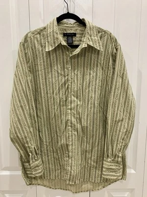 Camisa J. Ferrar Hombre Manga Larga Floral Talla L Amarillo Verde Bohemio Verano Foto 1 de 4