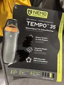 Nemo Equipment Sleeping Bag Men Regular Gray Tempo 35 Camping Hiking Lightweight - Picture 1 of 3