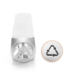 Recycle Symbol Metal Stamp 6mm by ImpressArt, DIY Jewelry Stamping, Go Green - Imagen 1 de 1