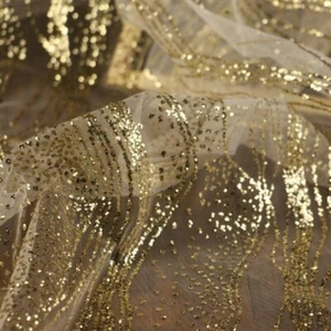 Pailletten Netz Tüll Stoff Glänzend Glitzer für Hochzeit Formell Kleid Craft DIY - Bild 1 von 14
