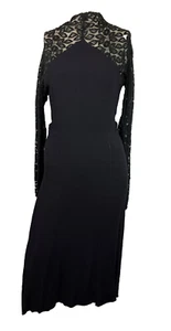 Restore Vintage 1930s Lace Neckline Cocktail Dress Stretch Crepe 30s - Picture 1 of 6
