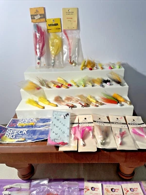 HUGE LOT of Vintage Fishing Feather JIGS 50 plus NOS Freshwater Hooks Rigs RARE - Image 1 of 4