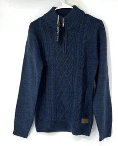 Emerald Isle knitwear NWT men’s Size small sweater Blue 1/4 Zip Top Long Sleeve - Picture 1 of 9