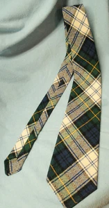 Corbata de colección MUNROSPUN Escocia lana a cuadros verde azul blanco amarillo en muy buena condición - Imagen 1 de 5