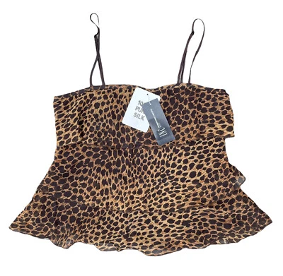 Inc International Concepts 女式豹纹荷叶边背心丝绸 2 小意大利面 St — 第 1/4 张图片