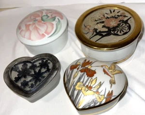 Schmuckschatullen Ringdose Andenken 4 Stück Lemoge Frankreich GG Chokin Porzellan Glas - Bild 1 von 12