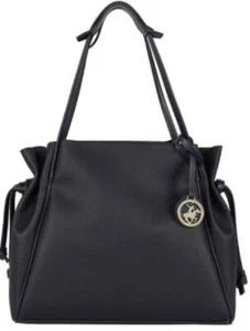 BOLSO DE CORDÓN BEVERLY HILLS POLO CLUB CUERO NEGRO MANGO SUPERIOR TOTALMENTE NUEVO - Imagen 1 de 4
