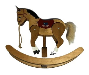 Vintage handgeschnitzt & bemalt Holz Schaukelpferd Regal Dekor Spielzeug Reiter Sammlung - Bild 1 von 7